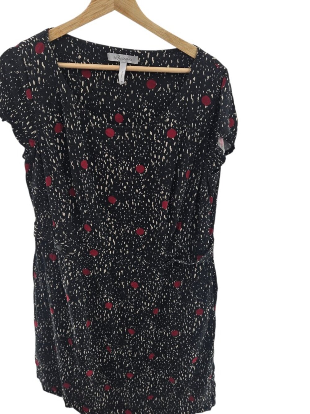 Bravissimo Black Abstract Super Curvy Short Sleeved Mini Dress US Size 12